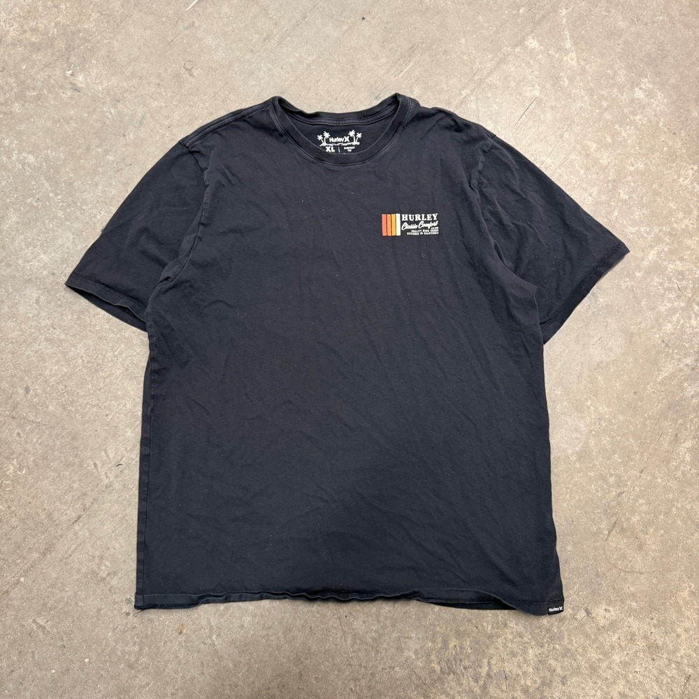 Hurley Classic Comfort Mens XL Black Graphic T-Shirt Everyday Tee‎ Cotton Retro